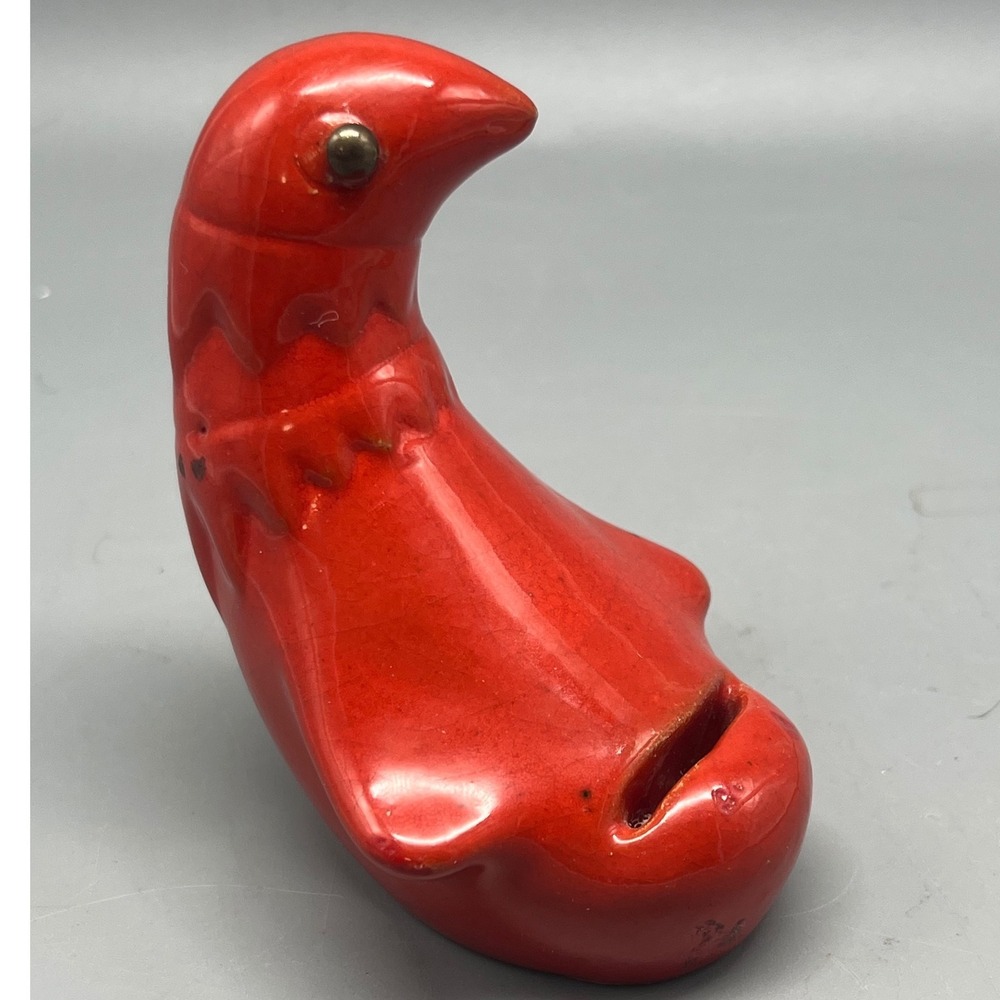 Vtg Leopold Anzengruber Whimsical Red glaze Austrian Ceramic toothpick holder‎
